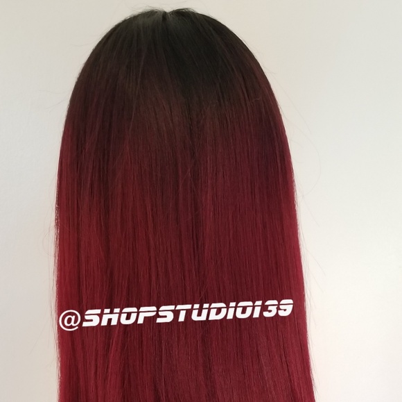 2N1Burgundy ombre braided lace front wig - Picture 2 of 5